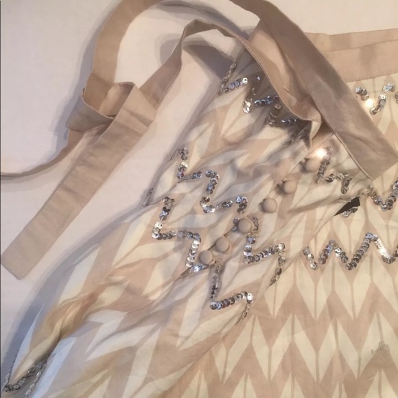 BCBG MAXAZRIA SILVER SEQUIN A-LINE STONE BOHO XS - Picture 5 of 8